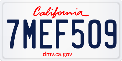 CA license plate 7MEF509
