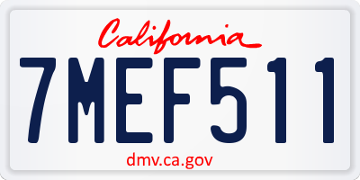 CA license plate 7MEF511