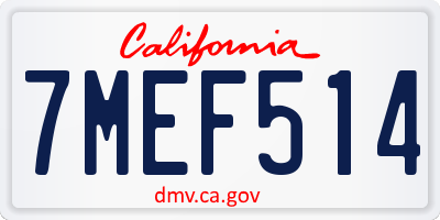 CA license plate 7MEF514