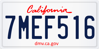 CA license plate 7MEF516