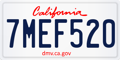 CA license plate 7MEF520