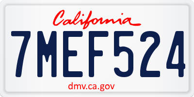 CA license plate 7MEF524