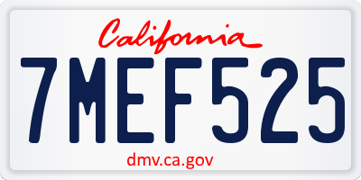 CA license plate 7MEF525