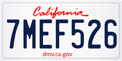 CA license plate 7MEF526