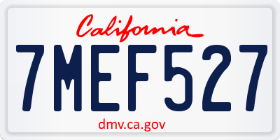 CA license plate 7MEF527