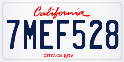 CA license plate 7MEF528