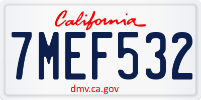 CA license plate 7MEF532