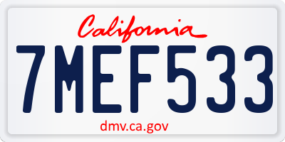 CA license plate 7MEF533