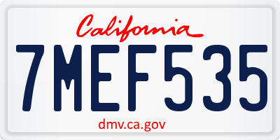 CA license plate 7MEF535