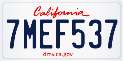 CA license plate 7MEF537