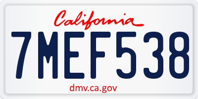 CA license plate 7MEF538