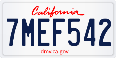 CA license plate 7MEF542