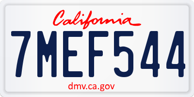 CA license plate 7MEF544