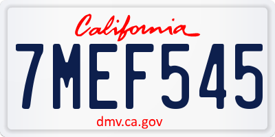 CA license plate 7MEF545