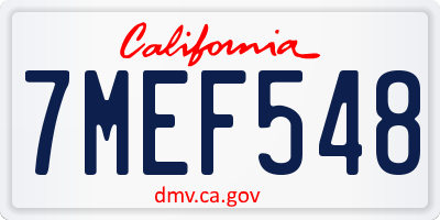 CA license plate 7MEF548