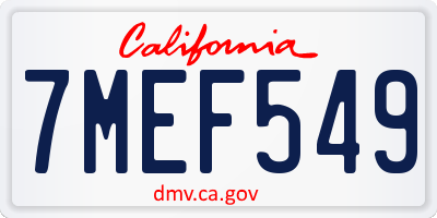 CA license plate 7MEF549