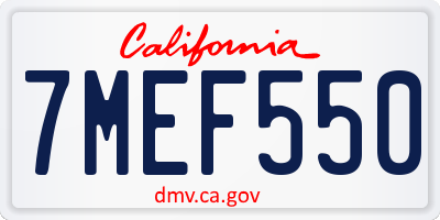 CA license plate 7MEF550