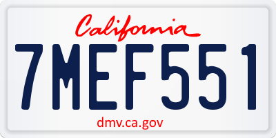 CA license plate 7MEF551