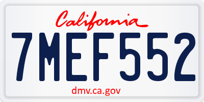 CA license plate 7MEF552