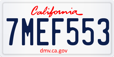 CA license plate 7MEF553