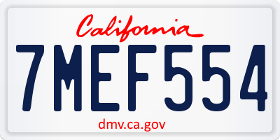 CA license plate 7MEF554