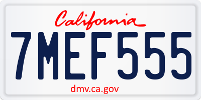 CA license plate 7MEF555