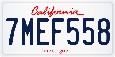CA license plate 7MEF558