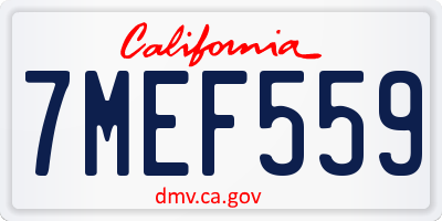 CA license plate 7MEF559