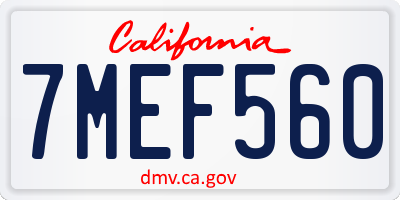 CA license plate 7MEF560