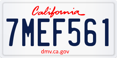 CA license plate 7MEF561