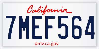CA license plate 7MEF564