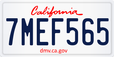 CA license plate 7MEF565