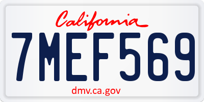 CA license plate 7MEF569