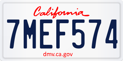 CA license plate 7MEF574