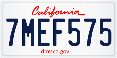 CA license plate 7MEF575