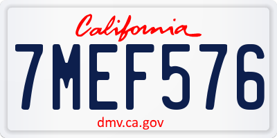 CA license plate 7MEF576