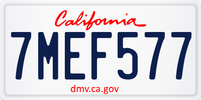 CA license plate 7MEF577
