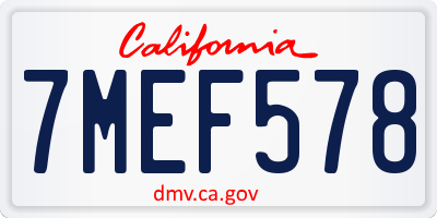 CA license plate 7MEF578