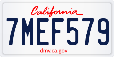 CA license plate 7MEF579