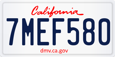 CA license plate 7MEF580