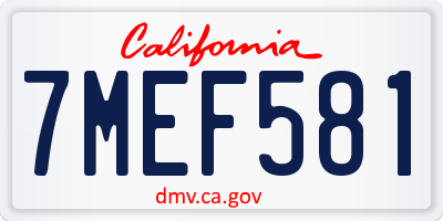 CA license plate 7MEF581