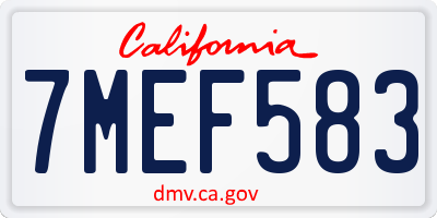 CA license plate 7MEF583