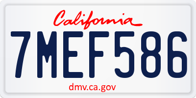 CA license plate 7MEF586