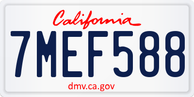 CA license plate 7MEF588