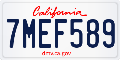 CA license plate 7MEF589