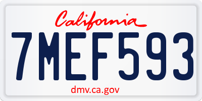 CA license plate 7MEF593