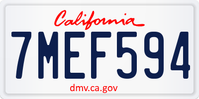 CA license plate 7MEF594