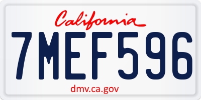 CA license plate 7MEF596
