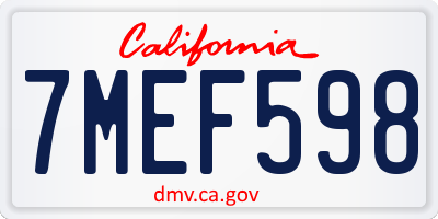 CA license plate 7MEF598