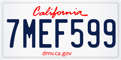 CA license plate 7MEF599